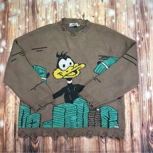 Empty Reference Daffy Duck Cashmere Blend Distressed Sweater Men's Size Medium